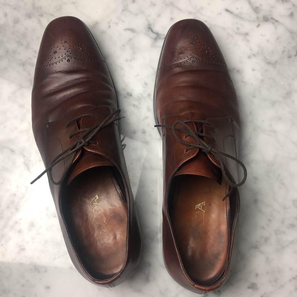 PRADA Men's Brown Leather Lace-Up Dress Shoes 9.5 - Picture 3 of 13